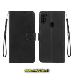 کیف گوشی Galaxy A11 - Galaxy M11 سامسونگ مگنتی طرح چرم کتابی محافظ لنزدار مشکی کد 584