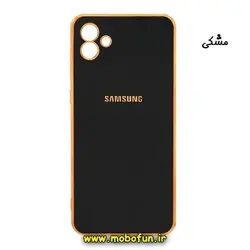 قاب گوشی Galaxy A04E سامسونگ طرح ژله ای مای کیس گلد لاین دور طلایی محافظ لنز دار مشکی کد 30