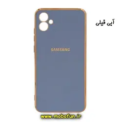 قاب گوشی Galaxy A04E سامسونگ طرح ژله ای مای کیس گلد لاین دور طلایی محافظ لنز دار آبی فیلی کد 26