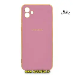 قاب گوشی Galaxy A04 - Galaxy M13 5G سامسونگ طرح ژله ای مای کیس گلد لاین دور طلایی محافظ لنز دار بنفش کد 110