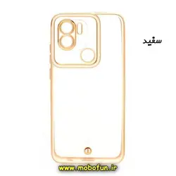 قاب گوشی Redmi A1 Plus - Redmi A2 Plus شیائومی طرح الکتروپلیتینگ ژله ای شفاف محافظ لنز دار سفید کد 80