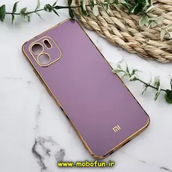 قاب گوشی Redmi A1 - Redmi A2 شیائومی طرح ژله ای مای کیس گلد لاین دور طلایی محافظ لنز دار بنفش کد 18