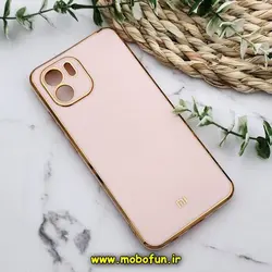 قاب گوشی Redmi A1 - Redmi A2 شیائومی طرح ژله ای مای کیس گلد لاین دور طلایی محافظ لنز دار گلبهی کد 17