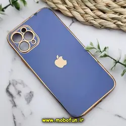 قاب گوشی iPhone 11 Pro آیفون طرح ژله ای مای کیس گلد لاین دور طلایی محافظ لنز دار آبی سیرا کد 370