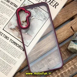 قاب گوشی Galaxy A24 4G سامسونگ اورجینال متال کیس Metal طرح پشت طلق شفاف دور سیلیکونی زرشکی کد 1