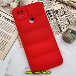 قاب گوشی Redmi 9C - Redmi 10A - Poco C3 شیائومی سیلیکون ژله ای پافر PC زیر بسته محافظ لنز دار قرمز کد 300