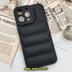 قاب گوشی iPhone 13 Pro Max سامسونگ سیلیکون ژله ای پافر PC زیر بسته محافظ لنز دار مشکی کد 487