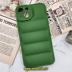 قاب گوشی iPhone 13 سامسونگ سیلیکون ژله ای پافر PC زیر بسته محافظ لنز دار سبز کد 438