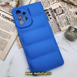 قاب گوشی Galaxy A73 5G سامسونگ سیلیکون ژله ای پافر PC زیر بسته محافظ لنز دار آبی کاربنی کد 539