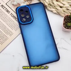 قاب گوشی Galaxy A32 4G سامسونگ پشت مات متال کیس دور سیلیکونی محافظ لنزدار سرمه ای کد 805