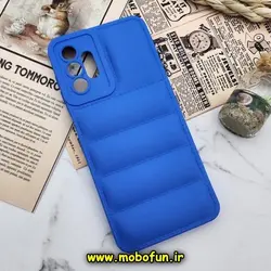 قاب گوشی Galaxy A04S سامسونگ سیلیکون ژله ای پافر PC زیر بسته محافظ لنز دار آبی کاربنی کد 147