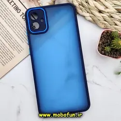 قاب گوشی Galaxy A04E سامسونگ پشت مات متال کیس دور سیلیکونی محافظ لنزدار سرمه ای کد 38