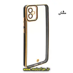 قاب گوشی Galaxy A04E سامسونگ طرح الکتروپلیتینگ ژله ای شفاف اورجینال محافظ لنز دار مشکی کد 31