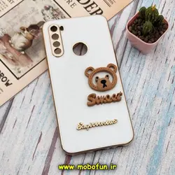 قاب گوشی Redmi Note 8 - Redmi Note 8 2021 شیائومی طرح ژله ای مای کیس SWEET گلد لاین دور طلایی عروسکی سه بعدی محافظ لنز دار سفید کد 779