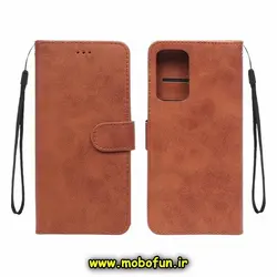 کیف گوشی Galaxy A13 4G سامسونگ مگنتی طرح چرم کتابی عسلی کد 588