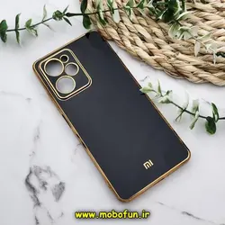 قاب گوشی Redmi Note 12 Pro Speed 5G - Poco X5 Pro شیائومی طرح ژله ای مای کیس گلد لاین دور طلایی محافظ لنز دار مشکی کد 16