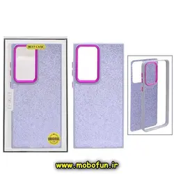 قاب گوشی Galaxy S23 Ultra سامسونگ نیو اسکین NEW SKIN اورجینال متال کیس Metal طرح پشت طلق شفاف اکلیلی دور سیلیکونی یاسی کد 72