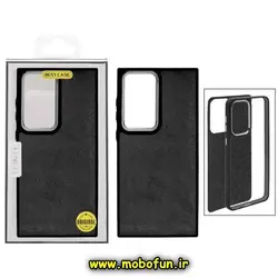 قاب گوشی Galaxy S23 Ultra سامسونگ نیو اسکین NEW SKIN اورجینال متال کیس Metal طرح پشت طلق شفاف اکلیلی دور سیلیکونی مشکی کد 71