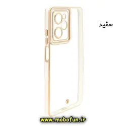 قاب گوشی Poco X5 Pro شیائومی طرح الکتروپلیتینگ ژله ای شفاف اورجینال یونیک کیس Unique Case محافظ لنز دار سفید کد 29