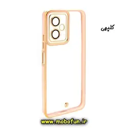 قاب گوشی Poco X5 شیائومی طرح الکتروپلیتینگ ژله ای شفاف اورجینال یونیک کیس Unique Case محافظ لنز دار شیشه ای گلسی گلبهی کد 54