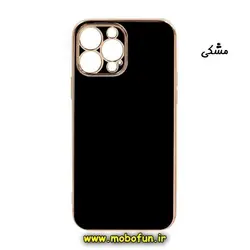 قاب گوشی iPhone 13 Pro آیفون طرح ژله ای مای کیس گلد لاین دور طلایی محافظ لنز دار مشکی کد 371