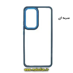 قاب گوشی Xiaomi 12T - Xiaomi 12T Pro شیائومی اورجینال متال کیس Metal طرح پشت طلق شفاف دور سیلیکونی سرمه ای کد 95