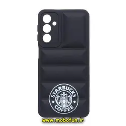 قاب گوشی Galaxy A24 4G سامسونگ سیلیکون ژله ای پافر PC زیر بسته محافظ لنز دار STARBUCKS COFFEE مشکی کد 17