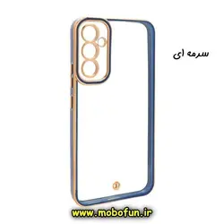 قاب گوشی Galaxy A34 5G سامسونگ طرح الکتروپلیتینگ ژله ای شفاف اورجینال محافظ لنز دار سرمه ای کد 96