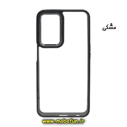 قاب گوشی Galaxy A14 4G - Galaxy A14 5G سامسونگ اورجینال متال کیس Metal طرح پشت طلق شفاف دور سیلیکونی مشکی کد 145