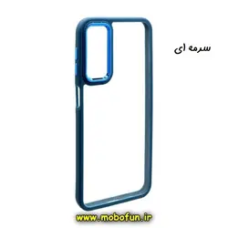 قاب گوشی Galaxy A24 4G سامسونگ اورجینال متال کیس Metal طرح پشت طلق شفاف دور سیلیکونی سرمه ای کد 29