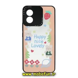 قاب گوشی Honor X5 4G آنر پشت گلس آینه ای CASETIFY طرح کیوت CUTE محافظ لنزدار مشکی کد 17