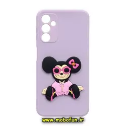 قاب گوشی Galaxy A14 4G - Galaxy A14 5G سامسونگ طرح سیلیکونی ژله ای سه بعدی برجسته عروسکی خرسی خانوم محافظ لنز دار یاسی کد 235