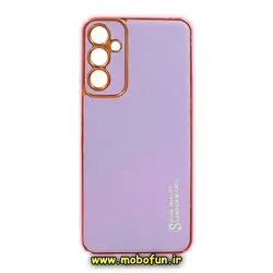 قاب گوشی Galaxy A14 4G - Galaxy A14 5G سامسونگ طرح مای کیس چرمی گلد لاین دور طلایی محافظ لنز دار یاسی کد 227