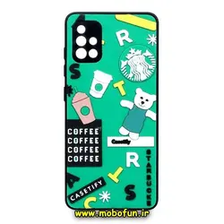 قاب گوشی Galaxy A51 سامسونگ طرح سیلیکونی هارد سه بعدی برجسته محافظ لنزدار استارباکس STARBUCKS کد 807