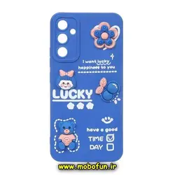قاب گوشی Galaxy A34 5G سامسونگ طرح سیلیکونی ژله ای سه بعدی برجسته عروسکی محافظ لنز دار آبی کاربنی کد 173