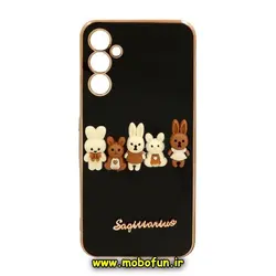 قاب گوشی Galaxy A34 5G سامسونگ طرح ژله ای مای کیس گلد لاین دور طلایی عروسکی سه بعدی محافظ لنز دار مشکی کد 163