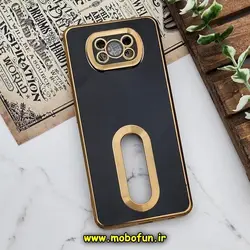 قاب گوشی Poco X3 NFC - Poco X3 Pro شیائومی طرح ژله ای دبل متال مای کیس مگ سیف Magsafe گلد لاین دور طلایی محافظ لنز دار شیشه ای مشکی کد 1374