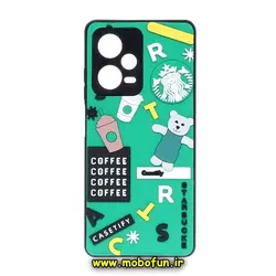 قاب گوشی Redmi Note 12 Pro 5G - Redmi Note 12 Pro Plus 5G شیائومی طرح سیلیکونی هارد سه بعدی برجسته محافظ لنزدار استارباکس STARBUCKS کد 89