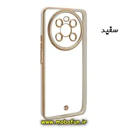 قاب گوشی Honor X9 4G آنر طرح الکتروپلیتینگ ژله ای شفاف محافظ لنز دار سفید کد 5