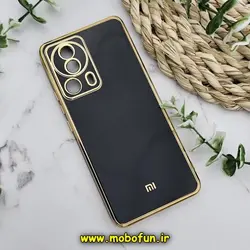 قاب گوشی Xiaomi 13 Lite شیائومی طرح ژله ای مای کیس گلد لاین دور طلایی محافظ لنز دار مشکی کد 4