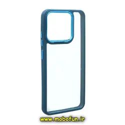 قاب گوشی Redmi 12C - Poco C55 - Redmi 11A شیائومی اورجینال متال کیس Metal طرح پشت طلق شفاف دور سیلیکونی سرمه ای کد 118