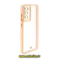 قاب گوشی Galaxy S20 FE سامسونگ طرح الکتروپلیتینگ ژله ای شفاف محافظ لنز دار گلبهی کد 497
