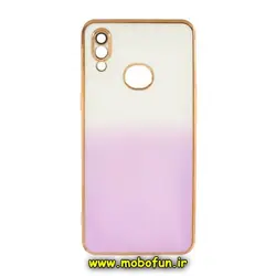 قاب گوشی Galaxy A10S سامسونگ طرح ژله ای مای کیس گلد لاین دور طلایی محافظ لنز دار شیشه ای دو رنگ کد 636