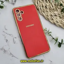 قاب گوشی Galaxy A04S سامسونگ طرح ژله ای مای کیس گلد لاین دور طلایی محافظ لنز دار قرمز کد 224