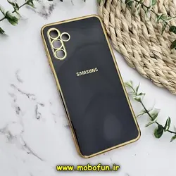 قاب گوشی Galaxy A04S سامسونگ طرح ژله ای مای کیس گلد لاین دور طلایی محافظ لنز دار مشکی کد 220