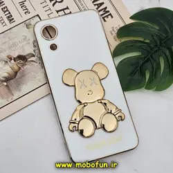 قاب گوشی Galaxy A03 Core سامسونگ طرح ژله ای مای کیس خرس طلایی تدی برجسته POWER BEAR محافظ لنز دار پاپ سوکت دار سفید کد 149