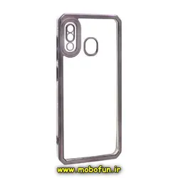 قاب گوشی Galaxy A20 - Galaxy A30 سامسونگ طرح الکتروپلیتینگ ژله ای شفاف محافظ لنز دار ایربگ دار مشکی کد 578