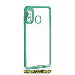 قاب گوشی Galaxy A20 - Galaxy A30 سامسونگ طرح الکتروپلیتینگ ژله ای شفاف محافظ لنز دار ایربگ دار سبز کد 577