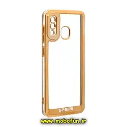 قاب گوشی Galaxy A20 - Galaxy A30 سامسونگ طرح الکتروپلیتینگ ژله ای شفاف اورجینال اسپیس SPACE محافظ لنز دار طلایی کد 566