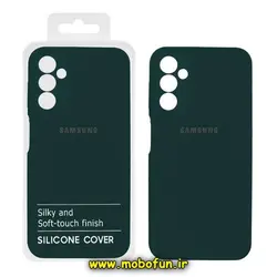 قاب گوشی Galaxy A14 4G - Galaxy A14 5G سامسونگ سیلیکونی اورجینال پاک کنی درجه یک زیربسته سبز تیره محافظ لنز دار کد 433